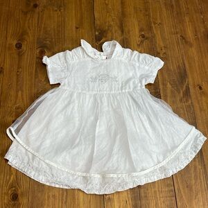 Catimini size 12 months white with pale gray design baby dress